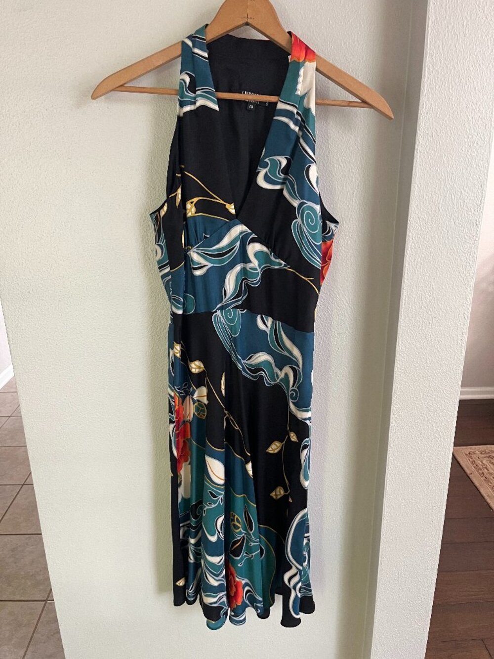 Laundry 100% Silk Floral Halter-Style Deep V-Neck Sheath Dress